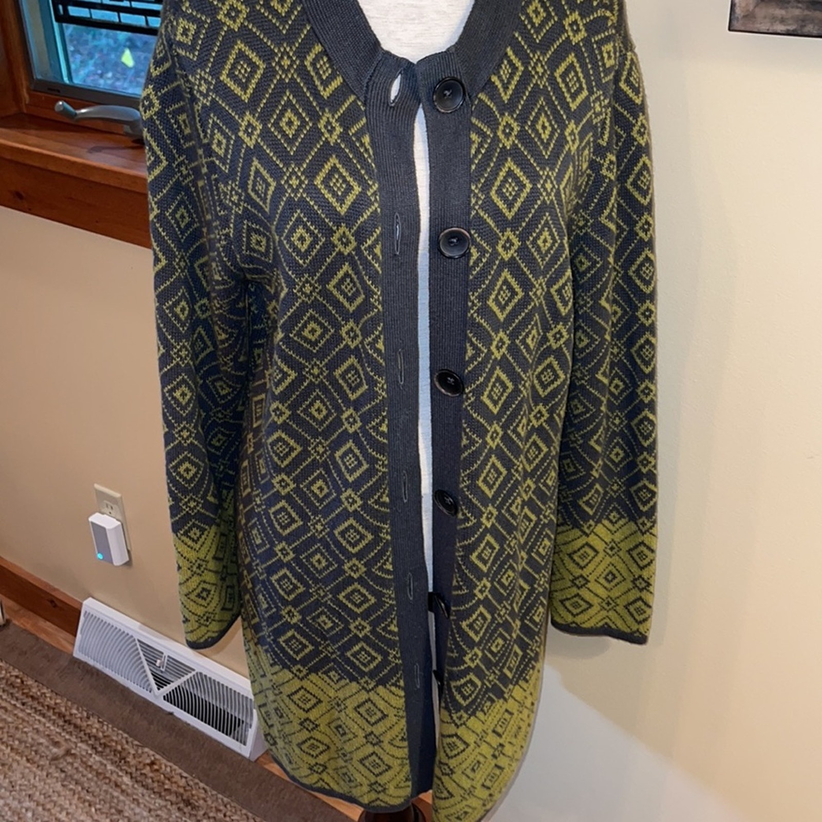 Nomadic Traders Chunky Knit Sweater Coat Xl Boho Geometric Artisan Cozy